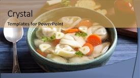  Presentation with soup - Cool new presentation design with delicious soup with dumplings backdrop and a yellow colored foreground