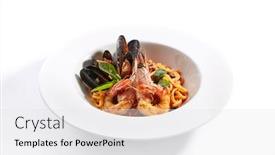  Presentation with italian cuisine - Colorful presentation design enhanced with delicious spaghetti with seafood and tomatoes traditional italian cuisine restaurant menu item gourmet lunch isolated on white background tasty pasta with oysters and shrimps closeup backdrop and a white colored foreground
