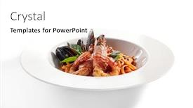  Presentation with pasta restaurant - Amazing slide set having delicious-spaghetti-with-seafood backdrop and a white colored foreground