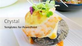  Presentation with tapas - PPT layouts having shrimps garlic olive oil - delicious spanish tapas made background and a yellow colored foreground