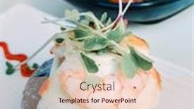  Presentation with tapas - PPT theme featuring shrimps garlic olive oil - delicious spanish tapas made background and a lemonade colored foreground