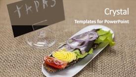  Presentation with tapas - Cool new slide deck with delicious spanish tapas with butter and onion salad sprat atlantic on slice baguette an excellent background for the menus cafe restaurant tapas poster backdrop and a coral colored foreground