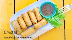  Presentation with nem spring roll - Cool new theme with delicious spring rolls backdrop and a yellow colored foreground