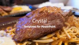  Presentation with cheap - Presentation theme featuring delicious-steak-on-an-iron background and a tawny brown colored foreground