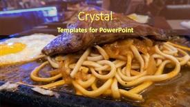  Presentation with cheap - Presentation theme featuring delicious-steak-on-an-iron background and a tawny brown colored foreground