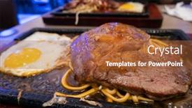  Presentation with cheap - Presentation consisting of delicious-steak-on-an-iron background and a red colored foreground