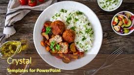  Presentation with rice - Presentation theme enhanced with delicious-stew-white-rice background and a tawny brown colored foreground