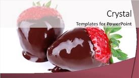  Presentation with white chocolate - Slide set enhanced with delicious strawberries dipped in chocolate background and a sky blue colored foreground