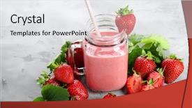  Presentation with mason jar - Colorful PPT theme enhanced with delicious strawberry homemade smoothie backdrop and a white colored foreground