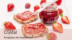 Presentation with strawberry - Theme with delicious strawberry jam background and a coral colored foreground
