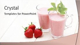  Presentation with smoothie - Theme featuring delicious strawberry smoothie - food background and a white colored foreground