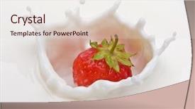  Presentation with milk splashing - Slide deck featuring delicious strawberry splashing into milk background and a lemonade colored foreground