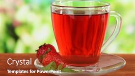  Presentation with strawberry - Slide set featuring delicious-strawberry-tea-on-table background and a tawny brown colored foreground
