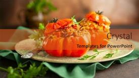  Presentation with healthy eating - Amazing presentation having delicious-stuffed-tomatoes-in-shape backdrop and a red colored foreground