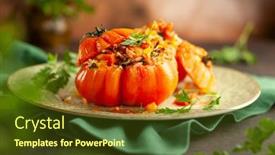  Presentation with healthy eating - Presentation consisting of delicious-stuffed-tomatoes-in-shape background and a tawny brown colored foreground