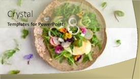  Presentation with summer flowers - PPT layouts featuring delicious-summer-salad-with-edible background and a mint green colored foreground