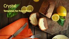  Presentation with lemons - Colorful PPT layouts enhanced with delicious sweet cake bread with lemons on wooden cutting board top view backdrop and a wine colored foreground
