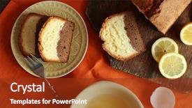  Presentation with lemons - Cool new presentation theme with delicious sweet cake bread backdrop and a tawny brown colored foreground