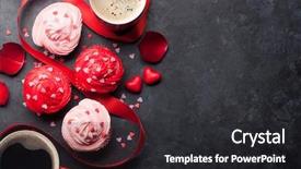  Presentation with greeting card - Colorful slide deck enhanced with delicious sweet cupcakes and coffee backdrop and a dark gray colored foreground
