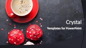  Presentation with valentine - Slide deck featuring delicious sweet cupcakes and coffee background and a dark gray colored foreground