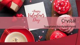  Presentation with greeting card - Slides enhanced with delicious sweet cupcakes and coffee background and a  colored foreground