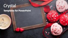  Presentation with greeting card - Slides having delicious sweet cupcakes and coffee background and a dark gray colored foreground