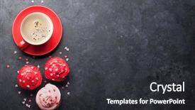  Presentation with greeting card - Slide deck enhanced with delicious sweet cupcakes and coffee background and a dark gray colored foreground