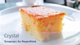  Presentation with sweet pastry - Slides having delicious-sweet-orange-cake-traditional background and a sky blue colored foreground