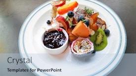  Presentation with vitamin - PPT layouts featuring delicious-sweets-french-toasts background and a light blue colored foreground