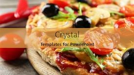  Presentation with pizza - Cool new PPT theme with delicious-tasty-pizza-closeup backdrop and a yellow colored foreground
