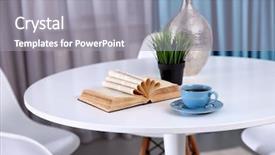  Presentation with cup of lemon tea - Presentation theme consisting of delicious tea on white table background and a  colored foreground