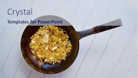  Presentation with fried chicken - Colorful presentation design enhanced with delicious-thai-dish-in-hot backdrop and a sky blue colored foreground