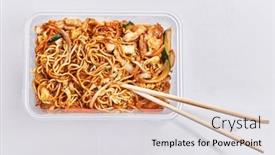  Presentation with thai - Slide set with delicious-thai-noodles-with-chicken background and a light gray colored foreground