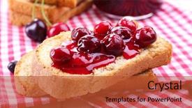  Presentation with jam - PPT theme with delicious toast with jam background and a red colored foreground