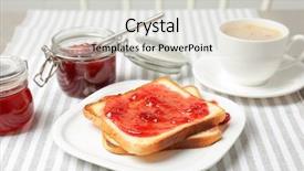  Presentation with jam - Presentation consisting of delicious toast with sweet jam background and a light gray colored foreground