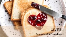  Presentation with jam - Audience pleasing PPT theme consisting of delicious toast with sweet jam backdrop and a coral colored foreground