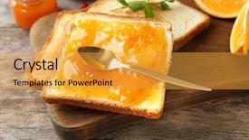  Presentation with jam - PPT theme consisting of delicious toast with sweet jam background and a gold colored foreground