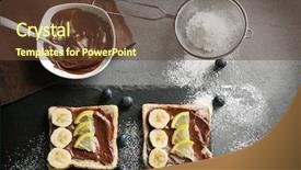  Presentation with dark homemade chocolate bars - Slide set having delicious toasts with banana chocolate background and a tawny brown colored foreground