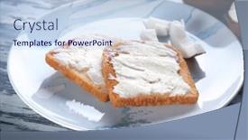  Presentation with coconut oil - Presentation having delicious toasts with coconut oil in plate on table closeup background and a sky blue colored foreground