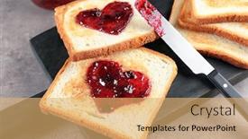  Presentation with jam - PPT theme featuring delicious toasts with sweet jam on wooden board background and a yellow colored foreground