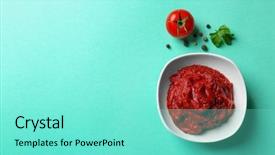 Presentation with tomato - Audience pleasing theme consisting of delicious tomato paste in bowl backdrop and a seafoam green colored foreground