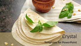 Presentation with tortilla - Slides with delicious tortillas on kitchen table background and a coral colored foreground