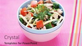  Presentation with tuna - Slide deck enhanced with delicious-tuna-salad-with-vegetables background and a coral colored foreground