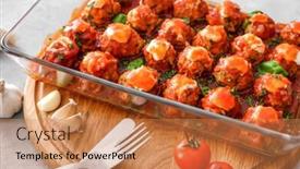  Presentation with turkey - Beautiful PPT layouts featuring delicious-turkey-meatballs-in-glass backdrop and a coral colored foreground
