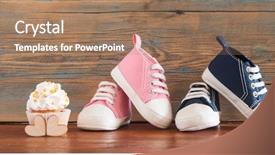  Presentation with baby celebration - Slide deck consisting of delicious upcakes for a baby background and a coral colored foreground