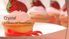  Presentation with vanilla plants - PPT layouts consisting of delicious vanilla cupcake with strawberry background and a coral colored foreground