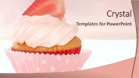  Presentation with strawberry - Cool new PPT theme with delicious vanilla cupcake with strawberry backdrop and a lemonade colored foreground