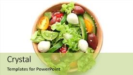  Presentation with salad - Theme with delicious vegetable salad on white background and a yellow colored foreground