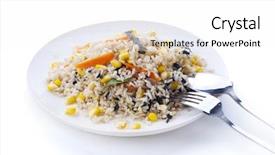  Presentation with rice corn - Cool new presentation design with delicious vegetarian fried rice containing backdrop and a white colored foreground