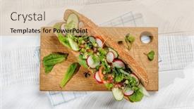  Presentation with vegetarian - Slide deck consisting of delicious-vegetarian-sandwich-stuffed background and a coral colored foreground